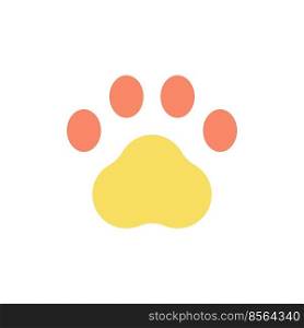 Pet paw flat color ui icon. Goods for domestic animals. Pet store supplies. Online marketplace. Simple filled element for mobile app. Colorful solid pictogram. Vector isolated RGB illustration. Pet paw flat color ui icon
