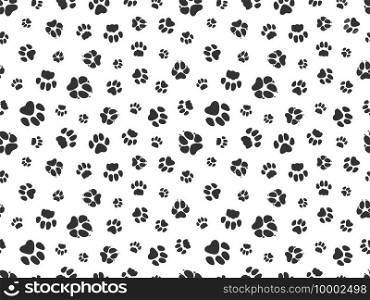 Pet paw pattern. Animal background with god cat paws. Pet steps seamless texture. Seamless footstep pattern, pet paw, animal dog and cat illustration. Pet paw pattern. Animal background with god cat paws. Pet steps seamless texture