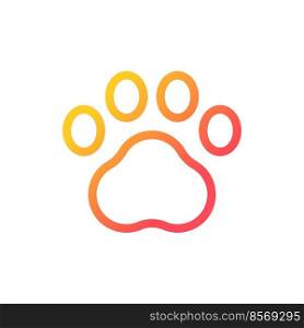 Pet paw pixel perfect gradient linear ui icon. Goods for domestic animals. Pet store. Online marketplace. Line color user interface symbol. Modern style pictogram. Vector isolated outline illustration. Pet paw pixel perfect gradient linear ui icon