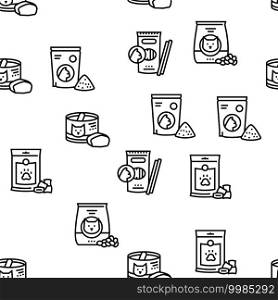Pet Products Food Vector Seamless Pattern Thin Line Illustration. Pet Products Food Vector Seamless Pattern