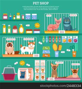 Pet shop concept with flat cat breed icons vector illustration. Cats concept illustration