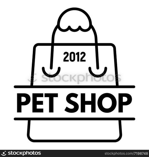 Pet shop hand bag logo. Outline pet shop hand bag vector logo for web design isolated on white background. Pet shop hand bag logo, outline style