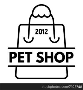 Pet shop hand bag logo. Outline pet shop hand bag vector logo for web design isolated on white background. Pet shop hand bag logo, outline style