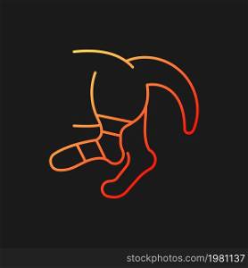Pet sprain gradient vector icon for dark theme. Animal with hurt limb. Hips and thighs strains. Joints and bones injury. Thin line color symbol. Modern style pictogram. Vector isolated outline drawing. Pet sprain gradient vector icon for dark theme