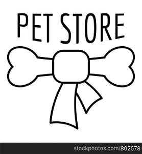 Pet store bone logo. Outline pet store bone vector logo for web design isolated on white background. Pet store bone logo, outline style
