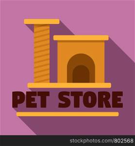 Pet store cat toys logo. Flat illustration of pet store cat toys vector logo for web design. Pet store cat toys logo, flat style