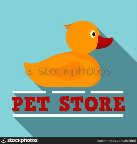 Pet store wash duck logo. Flat illustration of pet store wash duck vector logo for web design. Pet store wash duck logo, flat style