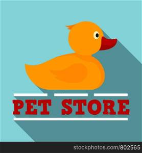 Pet store wash duck logo. Flat illustration of pet store wash duck vector logo for web design. Pet store wash duck logo, flat style