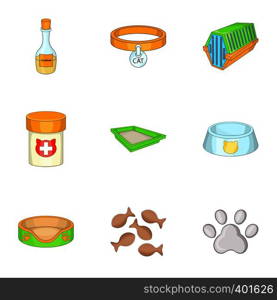 Pet veterinary clinic icons set. Cartoon illustration of 9 pet veterinary clinic vector icons for web. Pet veterinary clinic icons set, cartoon style