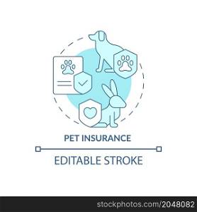 Pet veterinary help concept icon. Home animal emergency coverage plan abstract idea thin line illustration. Isolated outline drawing. Editable stroke. Roboto-Medium, Myriad Pro-Bold fonts used. Pet veterinary help concept icon