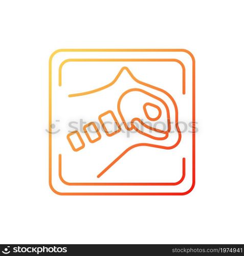 Pet x rays gradient linear vector icon. Radiography diagnostic procedure. Tomographic analysis. Pet bone examination. Thin line color symbol. Modern style pictogram. Vector isolated outline drawing. Pet x rays gradient linear vector icon