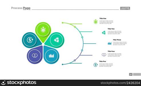 Petal diagram with five elements. Option graph, diagram, layout. Creative concept for infographics, presentation, project, report. Can be used for topics like marketing, analysis, finance.
