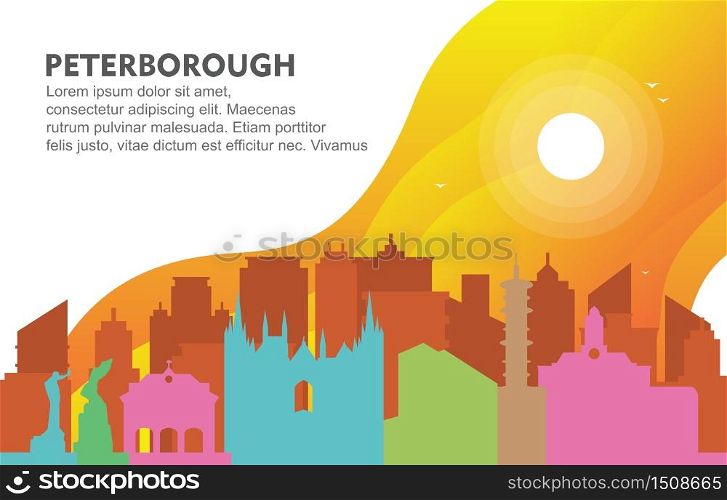 Peterborough City Building Cityscape Skyline Dynamic Background Illustration