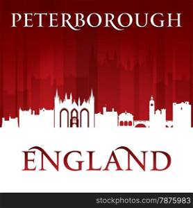 Peterborough England city skyline silhouette. Vector illustration