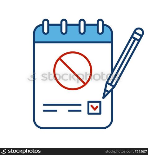 Petition color icon. Collecting signatures. Protest vote. Protest action support. Public appeal. Ballot. Isolated vector illustration. Petition color icon