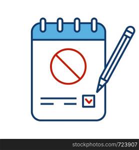Petition color icon. Collecting signatures. Protest vote. Protest action support. Public appeal. Ballot. Isolated vector illustration. Petition color icon