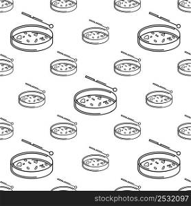 Petri Dish Icon Seamless Pattern, Cell Culture Dish, Petri Plate, Biologists Transparent Shallow Lidded Dish Used To Culture Cells Vector Art Illustration