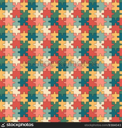 Petro puzzles pattern. Seamless background with colorful puzzle pieces. Groovy print design. Vector illustration.. Petro puzzles pattern. Seamless background with colorful puzzle pieces. Groovy print design. Vector illustration