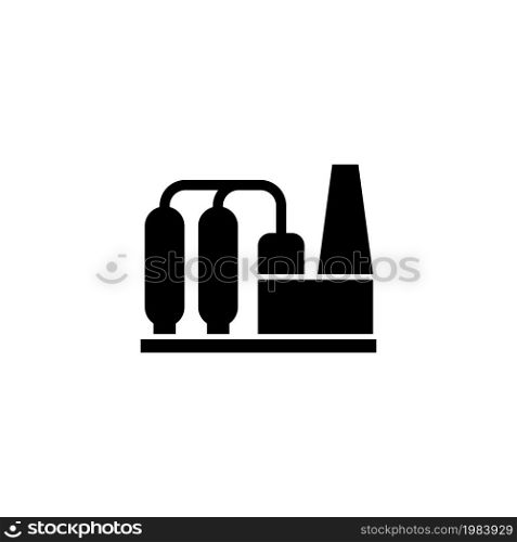 Petrochemical Plant, Refinery Oil Distillation. Flat Vector Icon illustration. Simple black symbol on white background. Petrochemical Plant, Refinery sign design template for web and mobile UI element. Petrochemical Plant, Refinery Oil Distillation Flat Vector Icon