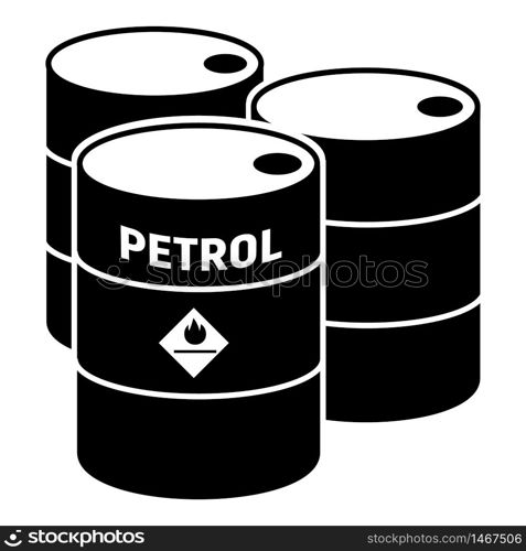 Petrol barrels icon. Simple illustration of petrol barrels vector icon for web design isolated on white background. Petrol barrels icon, simple style