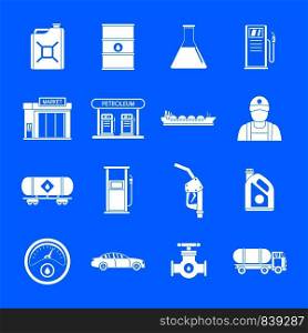 Petrol station gas fuel shop icons set. Simple illustration of 16 petrol station gas fuel shop vector icons for web. Petrol station gas fuel icons set, simple style
