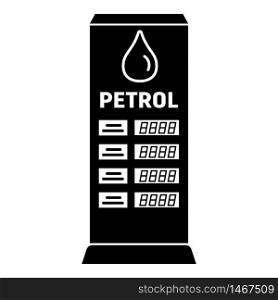 Petrol tax board icon. Simple illustration of petrol tax board vector icon for web design isolated on white background. Petrol tax board icon, simple style