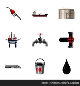 Petroleum icons set. Cartoon illustration of 9 petroleum vector icons for web. Petroleum icons set, cartoon style