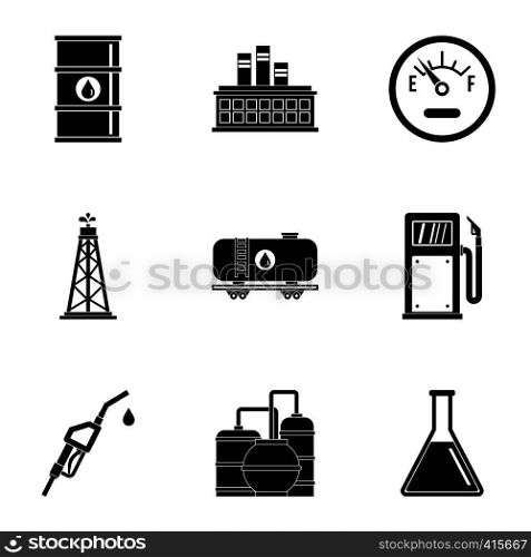 Petroleum icons set. Simple illustration of 9 petroleum vector icons for web. Petroleum icons set, simple style