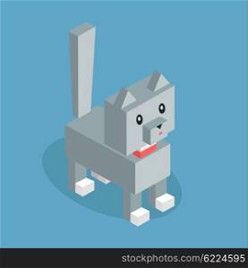 Pets cat icon isometric 3d design. Pet and cat, silver cat, animal cat, cat of pets, puppy animal, kitten character, nature domestic pets, fauna cat animal, cat vector illustration. Isolated 3d cat
