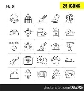 Pets Line Icons Set For Infographics, Mobile UX/UI Kit And Print Design. Include: Pet, Medical, Medicine, Bottle, Bathtub, Shower, Pet, Animal, Icon Set - Vector