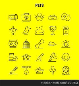 Pets Line Icons Set For Infographics, Mobile UX/UI Kit And Print Design. Include: Pet, Medical, Medicine, Bottle, Bathtub, Shower, Pet, Animal, Icon Set - Vector
