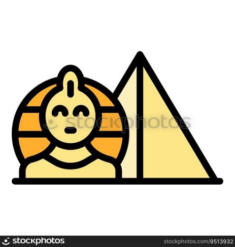 Pharaoh pyramid icon outline vector. Ancient egypt. Cairo desert color flat. Pharaoh pyramid icon vector flat