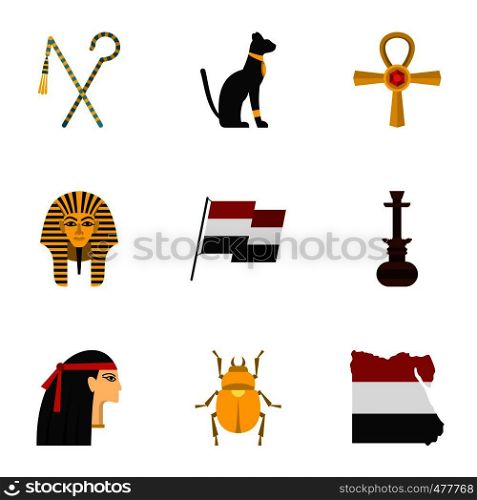 Pharaon of Egypt icons set. Cartoon set of 9 pharaon of Egypt vector icons for web isolated on white background. Pharaon of Egypt icons set, cartoon style