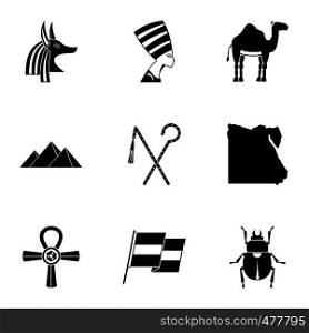 Pharaon of Egypt icons set. Simple set of 9 pharaon of Egypt vector icons for web isolated on white background. Pharaon of Egypt icons set, simple style