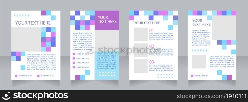 Pharmaceutical conference blank brochure layout design. Schedule, program. Vertical poster template set with empty copy space for text. Premade corporate reports collection. Editable flyer paper pages. Pharmaceutical conference blank brochure layout design