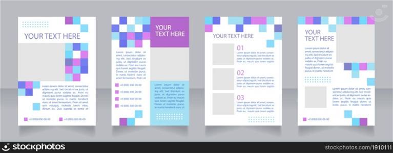 Pharmaceutical conference blank brochure layout design. Schedule, program. Vertical poster template set with empty copy space for text. Premade corporate reports collection. Editable flyer paper pages. Pharmaceutical conference blank brochure layout design