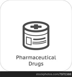 Pharmaceutical Drugs and Medical Services Icon. Flat Design.