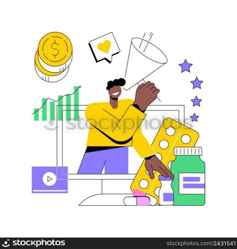 Pharmaceutical marketing abstract concept vector illustration. Pharmaceutical digital agency, medicine marketing strategy, drugs advertising, medical equipment market, promotion abstract metaphor.. Pharmaceutical marketing abstract concept vector illustration.