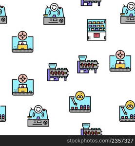 Pharmaceutical Production Factory Seamless Pattern Thin Line Illustration. Pharmaceutical Production Factory Icons Set Vector