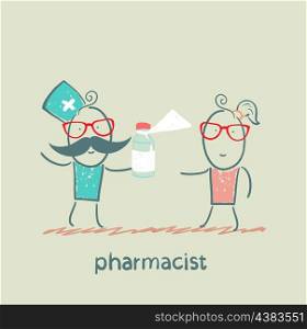 pharmacist giving medicine to the patient