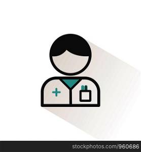 Pharmacist man. Flat color icon with beige shade. Profession avatar. Pharmacy vector illustration. Pharmacist man. Flat icon with beige shade. Profession avatar. Pharmacy vector illustration