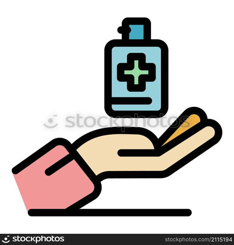 Pharmacy antiseptic icon. Outline pharmacy antiseptic vector icon color flat isolated. Pharmacy antiseptic icon color outline vector