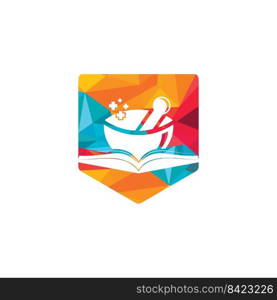Pharmacy book vector logo design. Medical study logo design concept. 