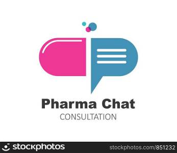pharmacy chat consultation logo icon vector illustration design template