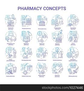 Pharmacy concept icons set. Regulatory, scheduled medication and prescription drugs idea thin line illustrations. Online medicine consultation. Vector isolated outline drawings