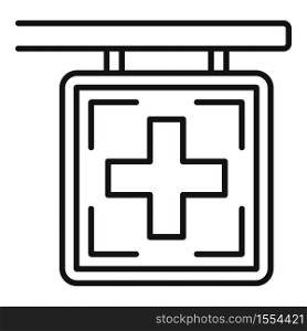 Pharmacy cross sign icon. Outline pharmacy cross sign vector icon for web design isolated on white background. Pharmacy cross sign icon, outline style