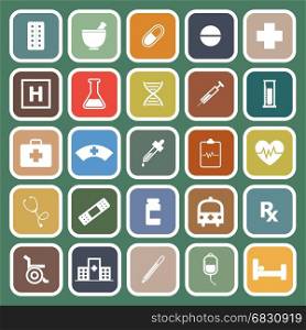 Pharmacy flat icons on green background, stock vector
