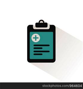Pharmacy inventory list. Flat color icon with beige shade. Medicine vector illustration