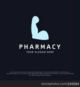 Pharmacy logo design with typography and dark background vector