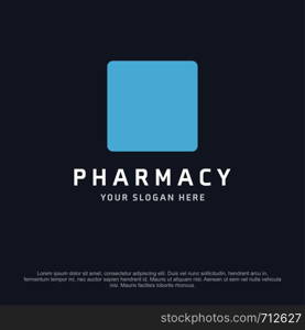 Pharmacy logo design with typography and dark background vector